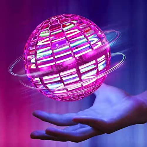 Flying Orb Ball Hover Ball Toy Led Lights Floating Infinity Fly Orb Boomerang Ball 360Â°Rotating Hover Ball Outdoor Cool Things Toy for Kid Adult Playing(Pink)