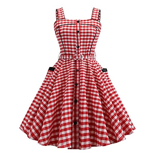 50-Tals Retroklänning För Kvinnor A-Typ Gungklänning, Lämplig För Kvällscocktailparty Sexig Stor Tutukjol Röd+L