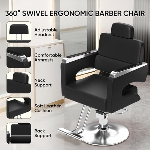 Image of Cuute Salon Chair for Hair Stylist, Barber Chair with Heavy Duty Hydraulic Pump, Stylist Chair for Barbershop 360 Degrees Rolling Swivel Spa Beauty Equipment for Hair Stylist