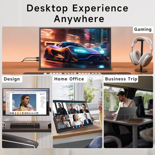 Image of 23.8 Inch Portable Monitor for Laptop, 120Hz FHD 1080P IPS External Monitor, 400 Nits HDR Large Second Screen with USB-C HDMI, VESA Compatible Travel Monitor for MacBook PC Phone PS5 Xbox Switch
