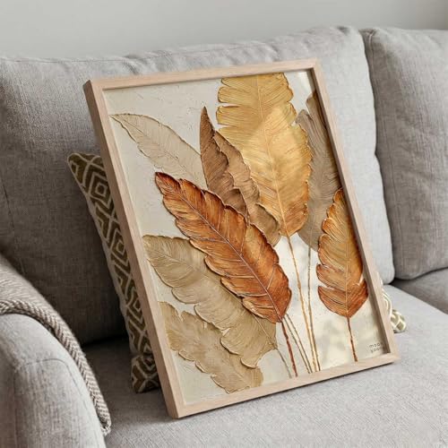 Image of kotart Aesthetic leaf Art Home Decoration | Floral Paintings With Frame For Living Room Bed Room Hotel Wall Decor Digital Reprint (19x25 inch)
