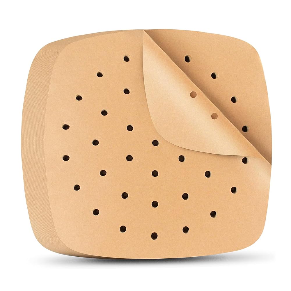 Air Fryer Paper, 100 Pcs Perforated Parchment Paper for Air Fryer Paper Oven Air Fryer Accessories Square Vaporizer Paper for Air Fryer (21.5 x 21.5 cm)
