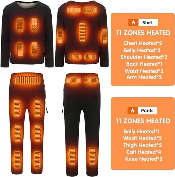 Conjunto de Ropa Interior térmica con calefacción para Mujer, Conjunto de Ropa Interior térmica eléctrica con calefacción por USB de 22 Zonas para Mujer para Interiores, Exteriores y Deportes