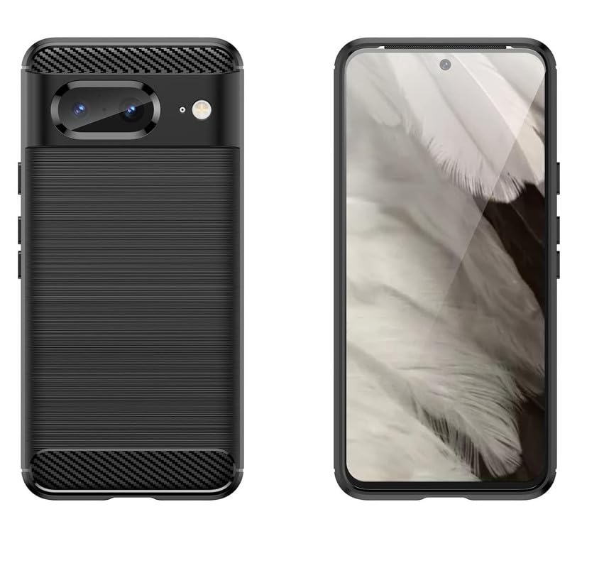 Image of NPRC Hybrid Ultra Slim Protective Case TPU Non-Slip Carbon Fiber Texture Shockproof Case Cover for Google Pixel 8 - Black