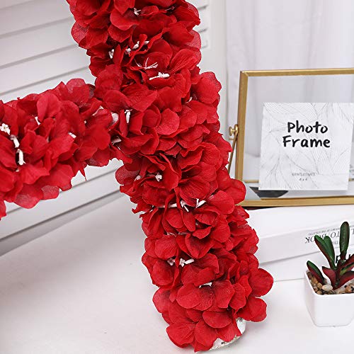 Hawesome 33Ft Artificial Flowers Red Hydrangea Garlands Silk Wisteria Vines Home Decor Party Wedding Garden Decoration Pack Of 10 (Red) #TOP3
