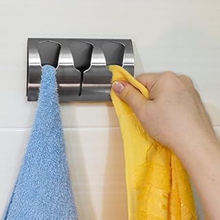 Tatkraft Bell  Triple Self Adhesive Tea Towel Holder  Towel Rail for Bathroom and Kitchen - Stainless Steel  Strong Adhesive no Drill  Easy to Fix on Any Surface  10 kg