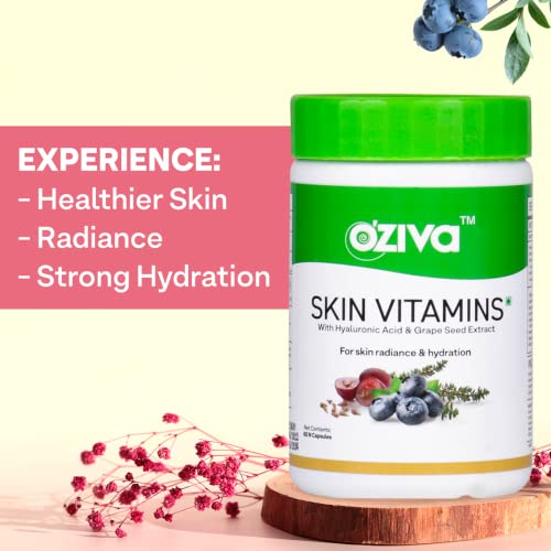 OZiva Skin Vitamins 60 Capsules for Men & Women (with Hyaluronic Acid, Vitamin E & C for Radiant Skin & Hydration, Certified Clean & Vegan - Image 2
