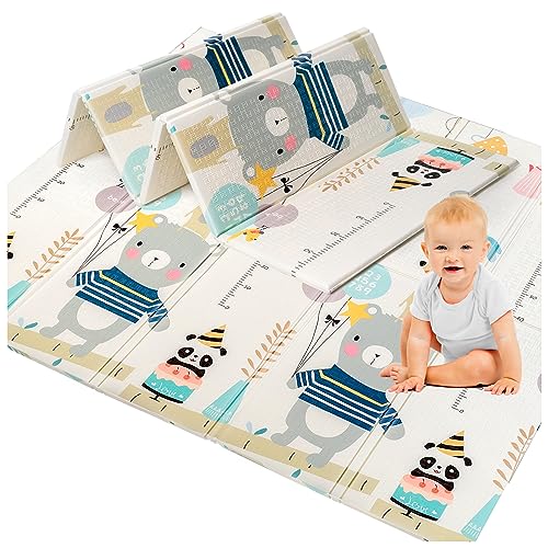 Spielmatte Baby 180x200x1,5cm - Krabbeldecke XXL Wendbar Gepolstert - Baby & Erwachsenenseite -...
