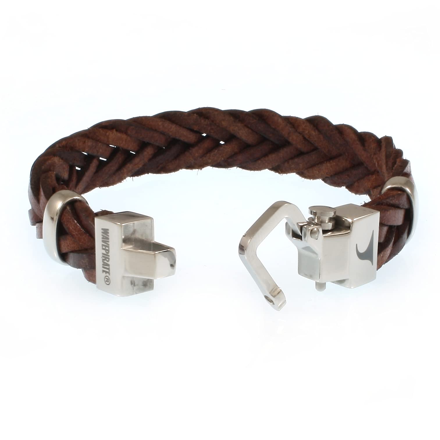Echt Leder-Armband TURN F15 Braun für Herren und Männer - Mit Magnetverschluss, Edelstahl und Geschenkbox