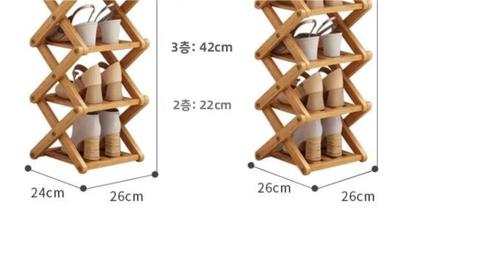Scarpiera pieghevole in bambù – 5 ripiani multistrato per camera da letto, ingresso casa, design salvaspazio – sistema semplice ed elegante con barre trasversali