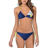 Corona Beer Logo Women's Bikini Triangle String Swimsuit (L) Navy