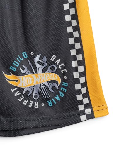 Hot Wheels Big Boys Mesh Baseball Jersey Athletic T-Shirt and Shorts Outfit Set Golden Yellow/Gray 10-12 - image 7