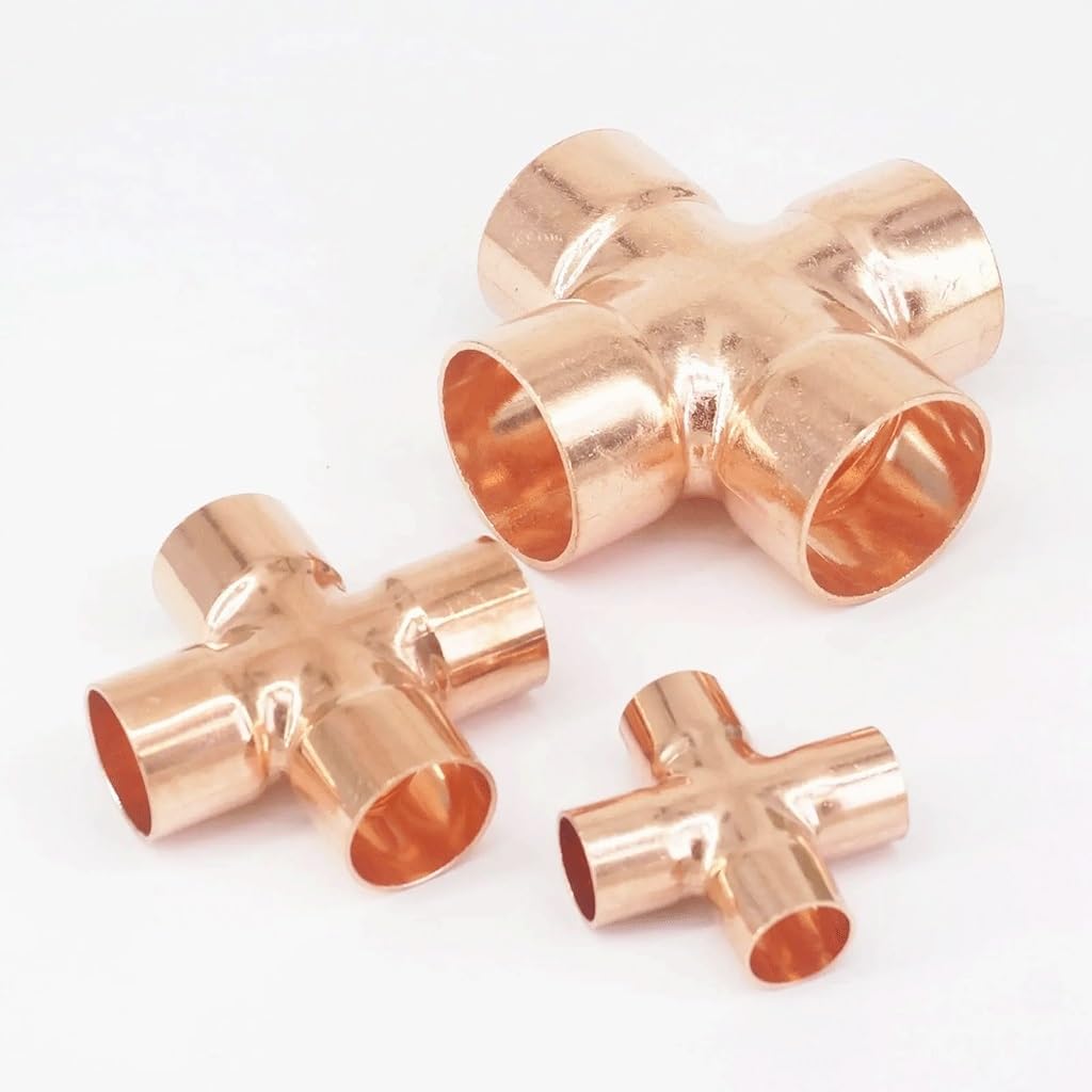 Accesorio de tubería, Adaptador de tubería de 4 vías con Extremo de Cobre en Cruz, for Accesorios de plomería, Conector Adaptador de tubería de latón de 4 vías.(16x1 mm)