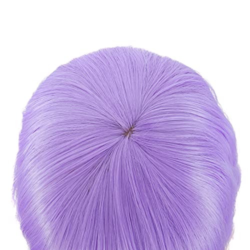 Image of MapofBeauty 14 Inch /35 cm Short Wavy Curly Women Fresh Bright Synthetic Ordinary Flat Bangs Bob Wig (Light Purple)