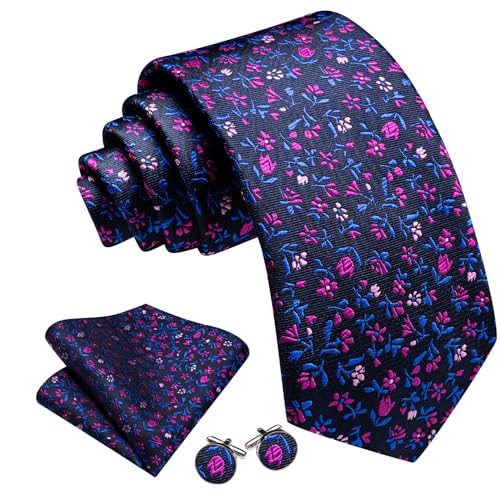 Image of Barry.Wang Ties for Men Silk Tie Sets Polka Dot Woven Necktie Pocket Square Cufflinks Business Wedding