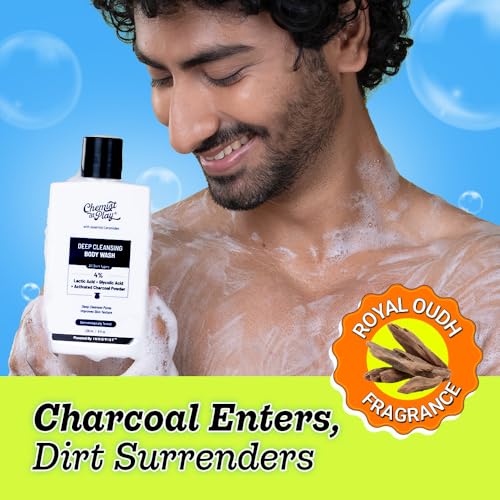 Image of Chemist At Play Deep Cleansing Activated Charcoal Body Wash & 30x Vitamin C Face Wash Combo | Exfoliates, Controls Oil & Fades Dark Spots | Detox, Anti-Pollution, Vegan | 236ml + 100ml