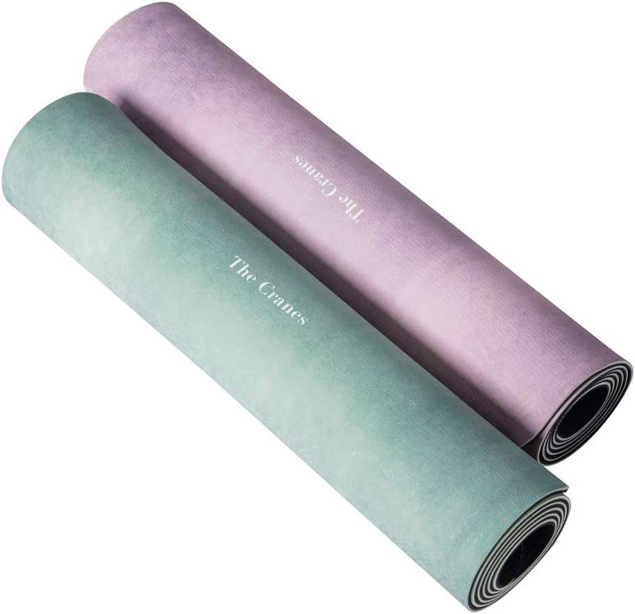 Sugarmat Eco-Friendly Anti-Slip 5mm TPE Yoga Mat - Hazel Green with Cranes Design