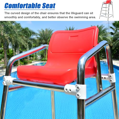 Silla salvavidas piscina acero inoxidable 190 cm roja miniatura 7