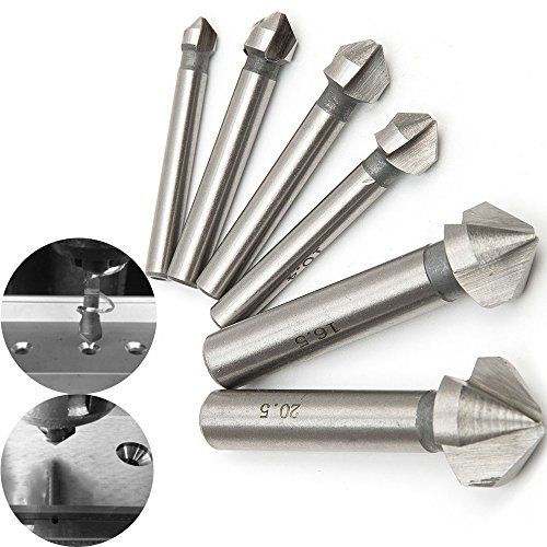 MALAYAS 3 flute 90° HSS Chamfer Cutter End Mill Drill Milling Cutting Tool Set Pack of 6pcs