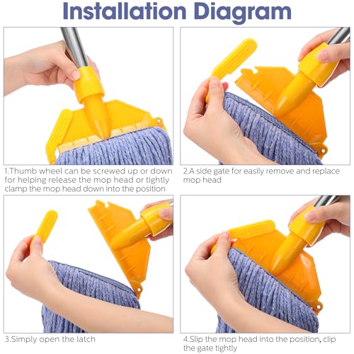 Image of Eccliy 6 Pack Commercial Mop Heads Replacement Heavy Duty 18 oz Loop End Cotton String Wet Mop Refills Washable Absorbent Reusable for Industrial Home Tile Wood Concrete Floor (Blue,Orange)