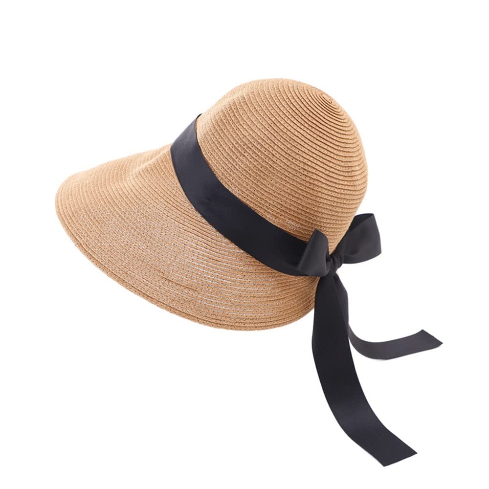 Sombrero de Paja para Mujer Gorra de Paja for Mujer con Visera y Lazo en la Parte Superior Verano, para la Playa