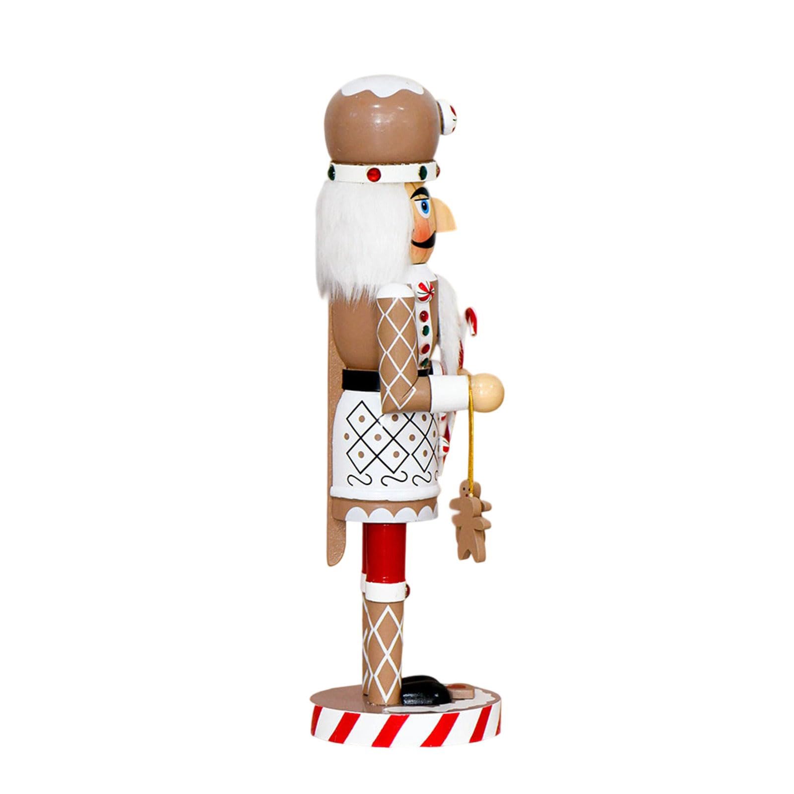 Xjdzineq 36Cm Tall Wood Carved Christmas Tree Decoration with Detailing Wooden Nutcrackers Statue