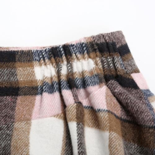 Image of IDEALSANXUN Women's Fall Winter High Waisted Wool Plaid A-line Long Skirt