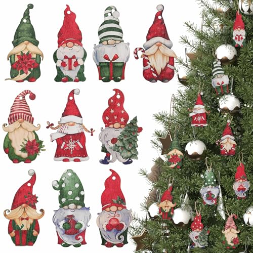 GWHOLE 20 Stück Weihnachten Anhänger Zwerg aus Holz,...