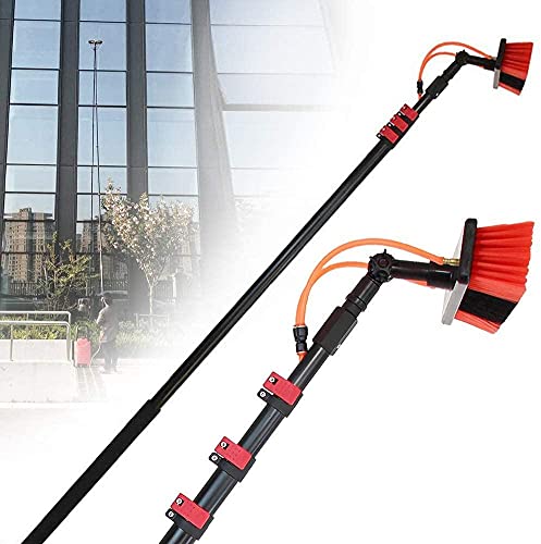 Genérico Pértiga Extensible para Limpieza de Ventanas de 3,6 a 11 m con Cepillo telescópico Alimentado por Agua, Ideal para techos de invernaderos y Paneles fotovoltaicos.
