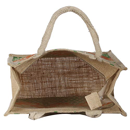 Image of Kuber Industries Jute 4 Pieces Lunch Carry Bag (Green)-CTKTC13293
