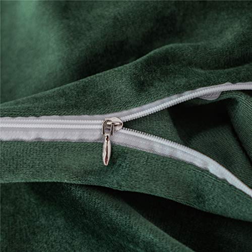 Nayoroom Dark Green Velvet Duvet Cover King Size Emerald Green Crystal Flannel Winter Warm Bedding Set Heavyweight Microfiber Solid Color Reversible Comforter Cover With Zipper Ties Gift For Women Men #TOP4
