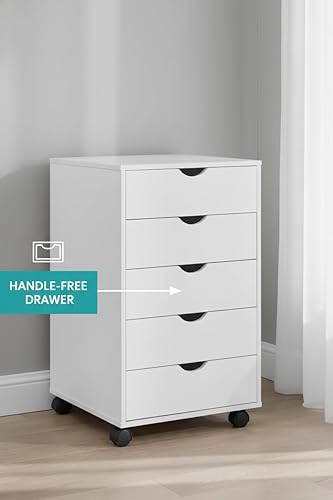 Miniatura 189 de Naomi Home Cómoda de 5 cajones para dormitorio, alta y elegante, con ruedas y estantes de almacenamiento, pequeña para guardarropa, para maquillaje,