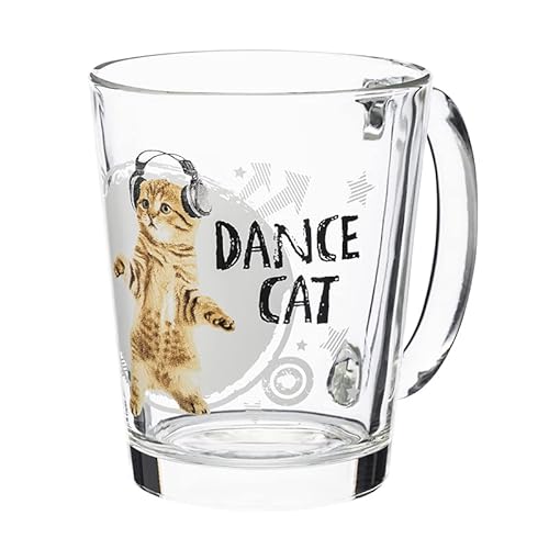 Tasse en verre - Tasse à thé - 300 ml - Funky Dance Cat Cover