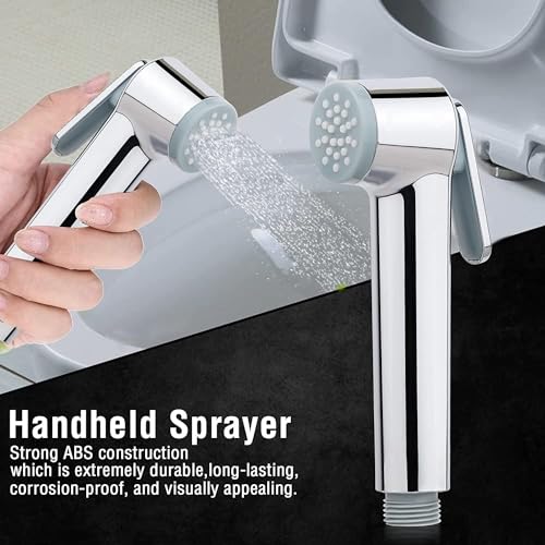 Image of KURIC ABS Health Faucet Set With 1.5 Meter Flexible Stainless Steel Hose Pipe Tube and Wall Hook for Bathroom, Jet Spray for Toilet Shower Faucet, Toilet Bidet, Sink Sprayer, Handheld Faucet Set
