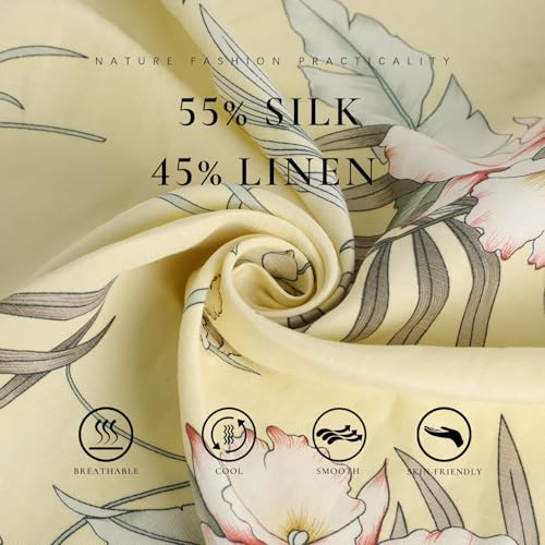 Men's Hawaiian Floral Shirts Silk and Linen Button Down Casual Tropical Holiday Beach Shirts3