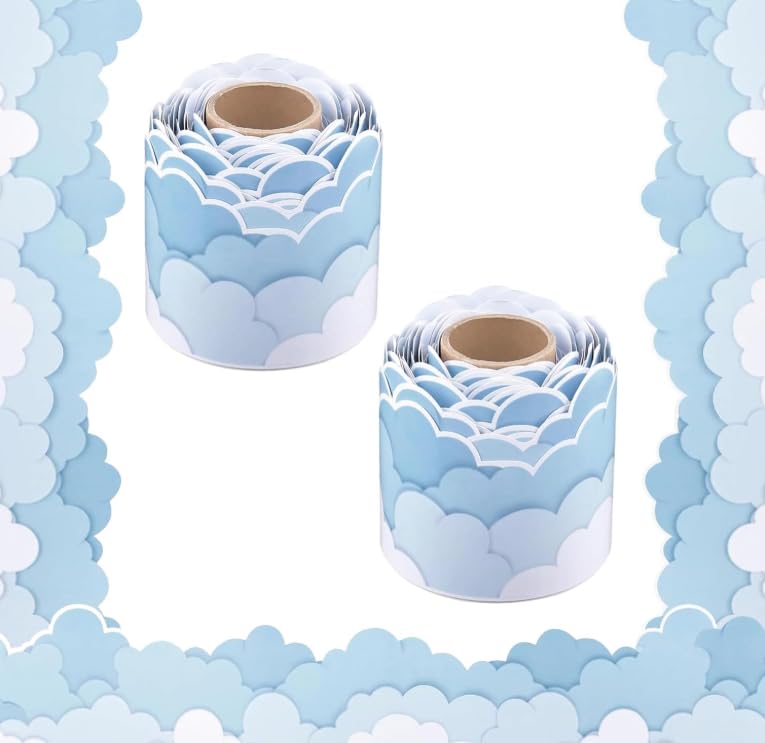 3 Rolls Display Borders for Classrooms, Cloud-Shaped Display Panel Borders