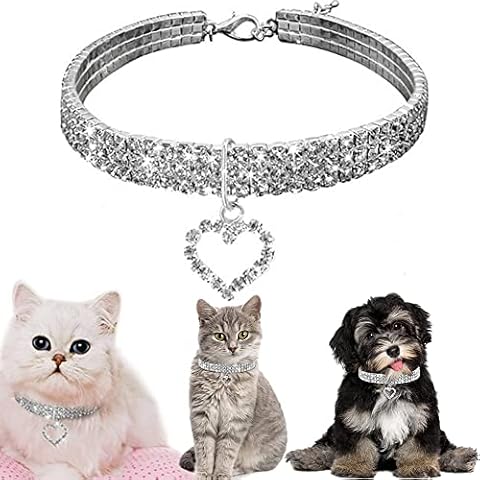 Roshevy Bling Dog Collar with Heart Pendant Cover