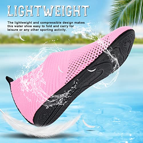 Image of ANLUKE Water Shoes for Women Men Quick-Dry Swim Shoes for Pool & Beach | Breathable knit upper with a flexible barefoot feel; ideal for pool, beach, swim, yoga or slippers.