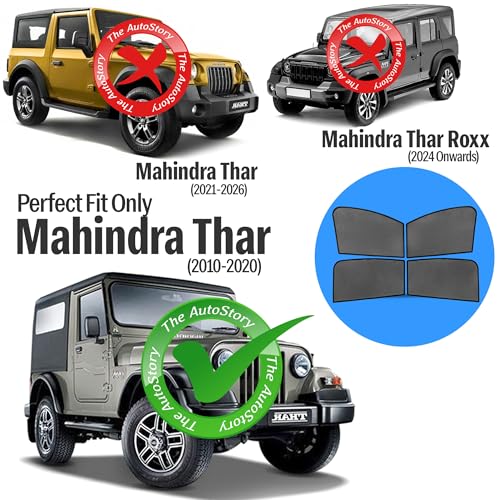 Image of AutoStory Custom Fit Non-Magnetic Cotton Mesh Car Sunshade for Thar 2010-2020 | UV & Heat Protection Car Window Curtains | Privacy Car Sun Shade | Breathable Vehicle Specific Side Window Shades