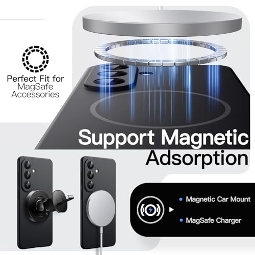 Image of JETech Magnetic Slim Cover Case for Samsung Galaxy S26 Plus, Compatible with MagSafe, Anti-Slip Grip & Full Camera Lens Protection, Ultra-Thin Matte Finish Phone Cover (Black)