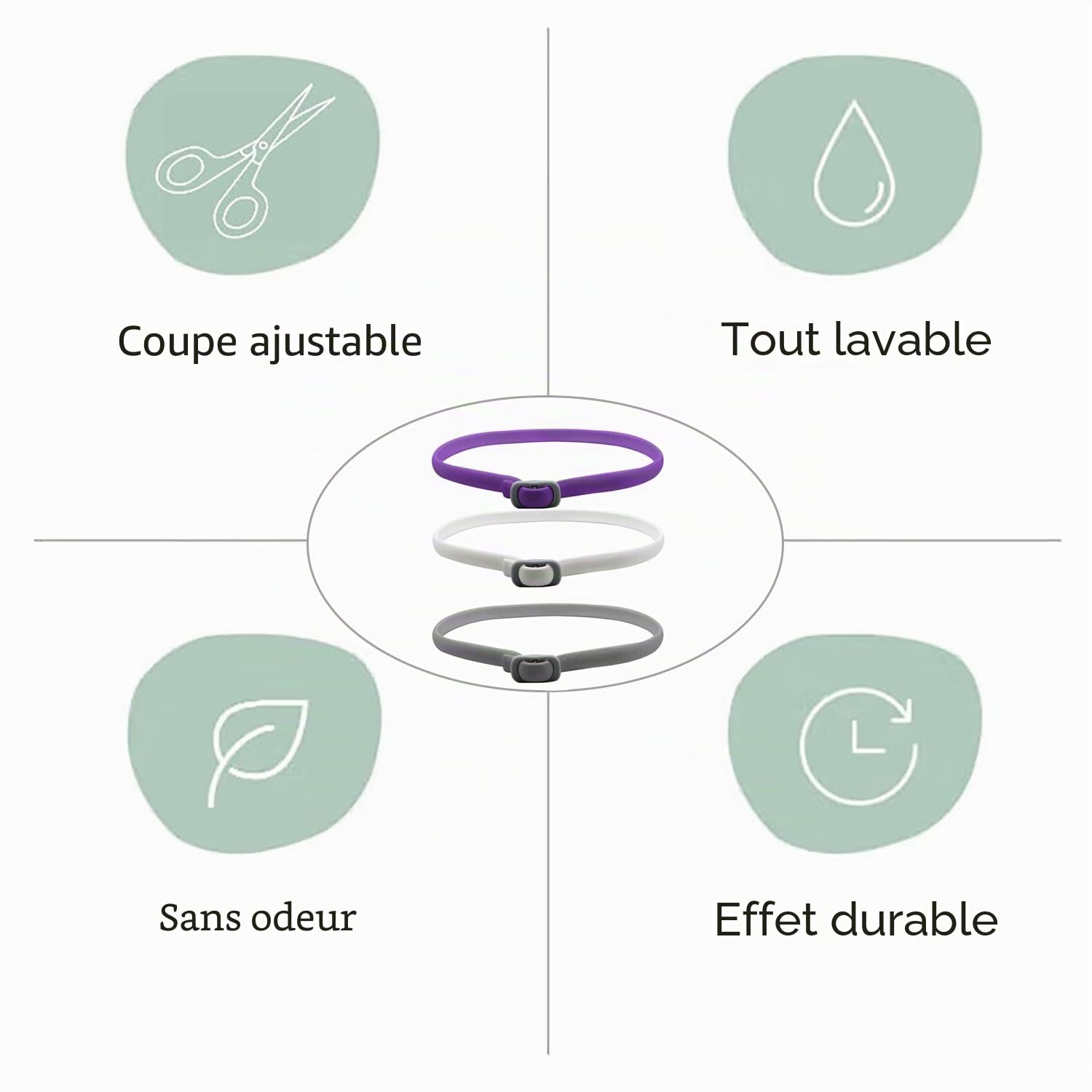 Colliers insecticides pour chats repoussent efficacement les puces, les tiques, les acariens, les moustiques et plus encore, design léger et imperméable, protection jusqu'à 24 mois, lot de 3