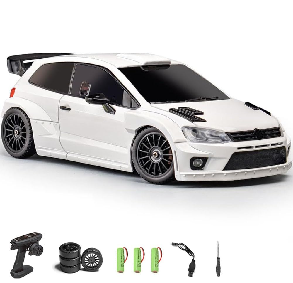 Coche teledirigido de derrape RC 4x4 de 2,4 GHz a Escala 1/28 con Luces LED, cumpleaños, LD2801, Coche teledirigido a Escala Real(White)