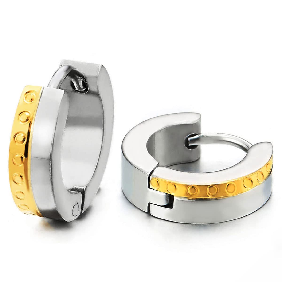 Orecchini A Cerchio In Acciaio Inossidabile COOLSTEELANDBEYOND 2 Oro - Gioielli Unisex 9mm 12mm - 3