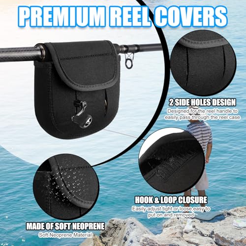 Teyva Daily 6 Pcs Fishing Spinning Reel Cover Bag for 2000-6000 Series Baitcasting Trolling Fishing Reels Protective Cover Case Pouch Sleeve Gloves (2000-3000 Spinning Reel)