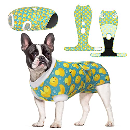 Image of CuteBone Dog Surgery Recovery Suit Cat Surgical Onesie Female Body Suits Male Prevent Pet from Licking Wounds SSF03XL Yellow Ducks