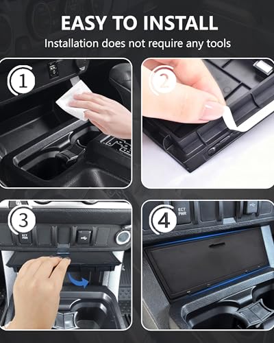 Image of Center Console Hidden Storage Cover for Toyota Tacoma 2016-2023 Accessories | Premium ABS Plastic Anti-Dust Center Console Privacy Cover Protector for Wireless Charging & Non Charging Model