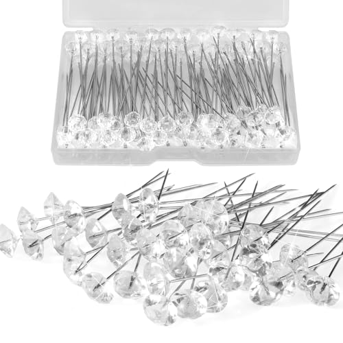 100pcs Diamond Pins for Bouquets 2.1 Inch Floral Pins Corsage Pins Boutonniere Pins Straight Pins Sewing for Crafts Pins for Flowers Flower Pins Flower Bouquet Accessories Floral Supplies