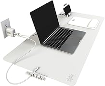 BLACK+DECKER Home Office Kit, 7 PCS Set, Desk Pad, 2-Port PD Charger, Ergonomic Mouse Pad, Phone Stand, Combo Cables, Cable Organizer, Workspace Accessories Perfect for Work-from-Home White