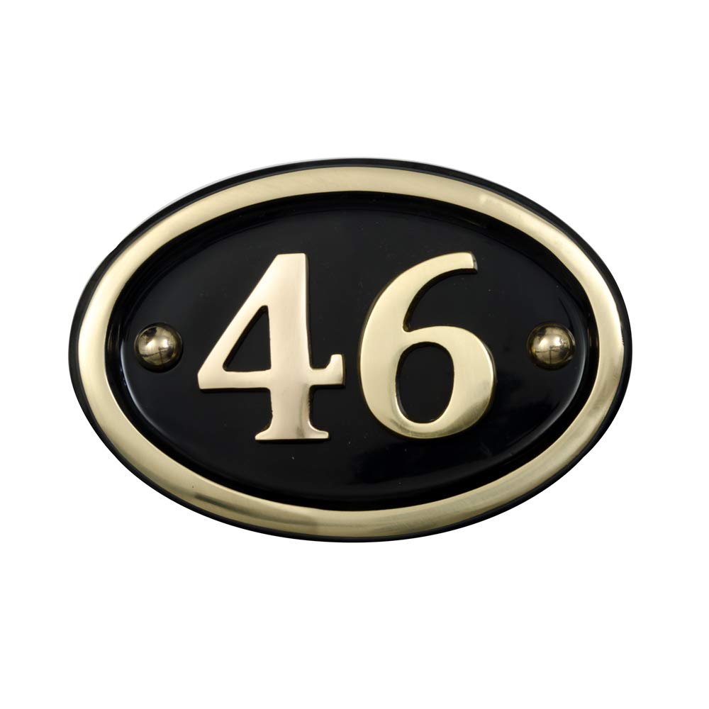 Signs & Numbers Brass Solid House Number Oval Design (No 46)