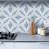 Azulejos Adhesivos Baño Cocina 15x15cm Geometría Vinilos Cocina Azulejos Vinilos Para Baños Losetas Vinilo para Paredes Suelo Vinilo Autoadhesivo para Cocina(12 piezas)